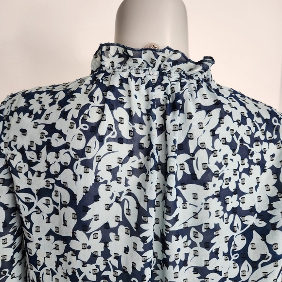 Boden "Maddie" Shades Of Blue Floral Print Long Sleeve Blouse Size 6 US - Picture 9 of 16